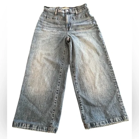 Madewell The Perfect Vintage Wide Leg Jeans Womens Blue Denim 28 Waist Cropped - Picture 1 of 8